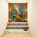 Ganpati Writing In Book Painting Self Adhesive Sticker Poster