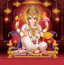 Ganpati Blessed With Laddu Painting Self Adhesive Sticker Poster