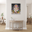 Ganpati In hand Lotus Painting Self Adhesive Sticker Poster