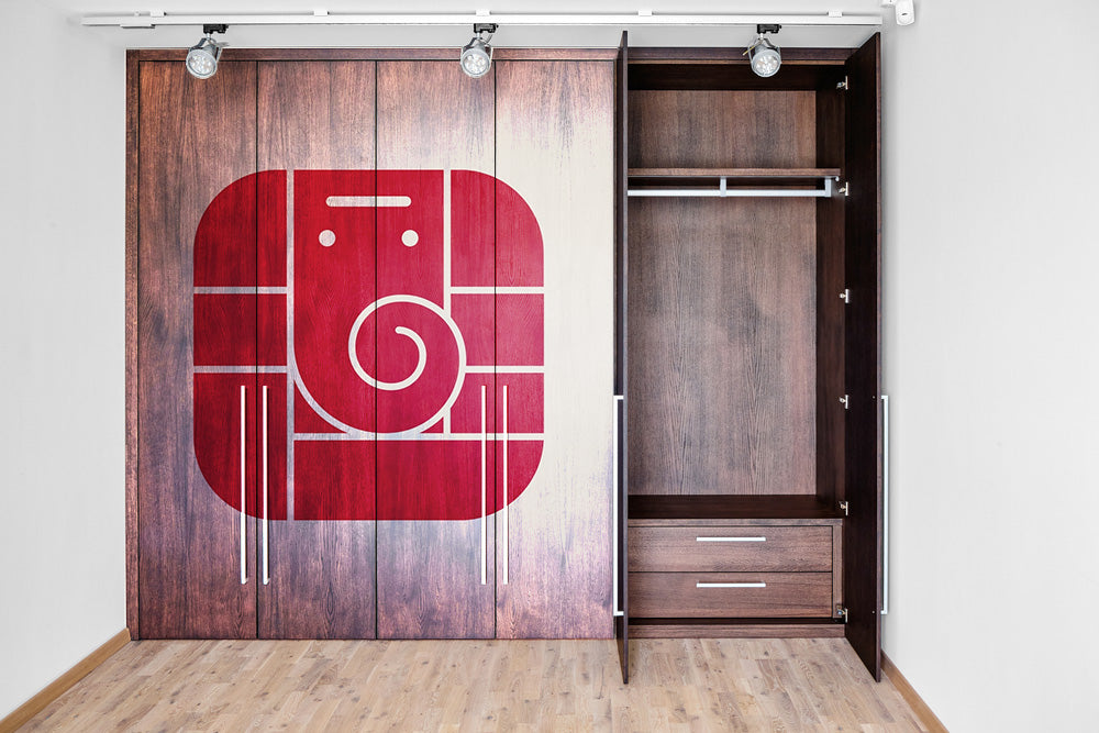 Red Ganpati In Square Art Self Adhesive Sticker For Wardrobe