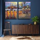 Monks In Village, Set Of 2