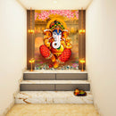 Red And Yellow Ganpati Art Self Adhesive Sticker Poster