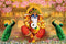 Red And Yellow Ganpati Art Self Adhesive Sticker Poster