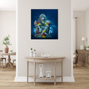 Golden Ganpati Statue Painting Self Adhesive Sticker Poster