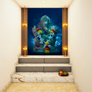 Golden Ganpati Statue Painting Self Adhesive Sticker Poster