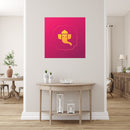 Pink Yellow Ganpati Self Adhesive Sticker Poster