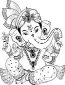 Beautiful Sketch Of Ganpati Self Adhesive Sticker For Wardrobe