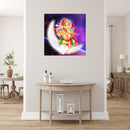 Ganpati On Moon Self Adhesive Sticker Poster