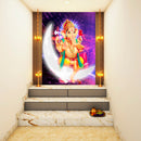 Ganpati On Moon Self Adhesive Sticker Poster
