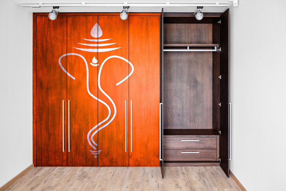 Art Of Ganesh Painting Self Adhesive Sticker For Wardrobe