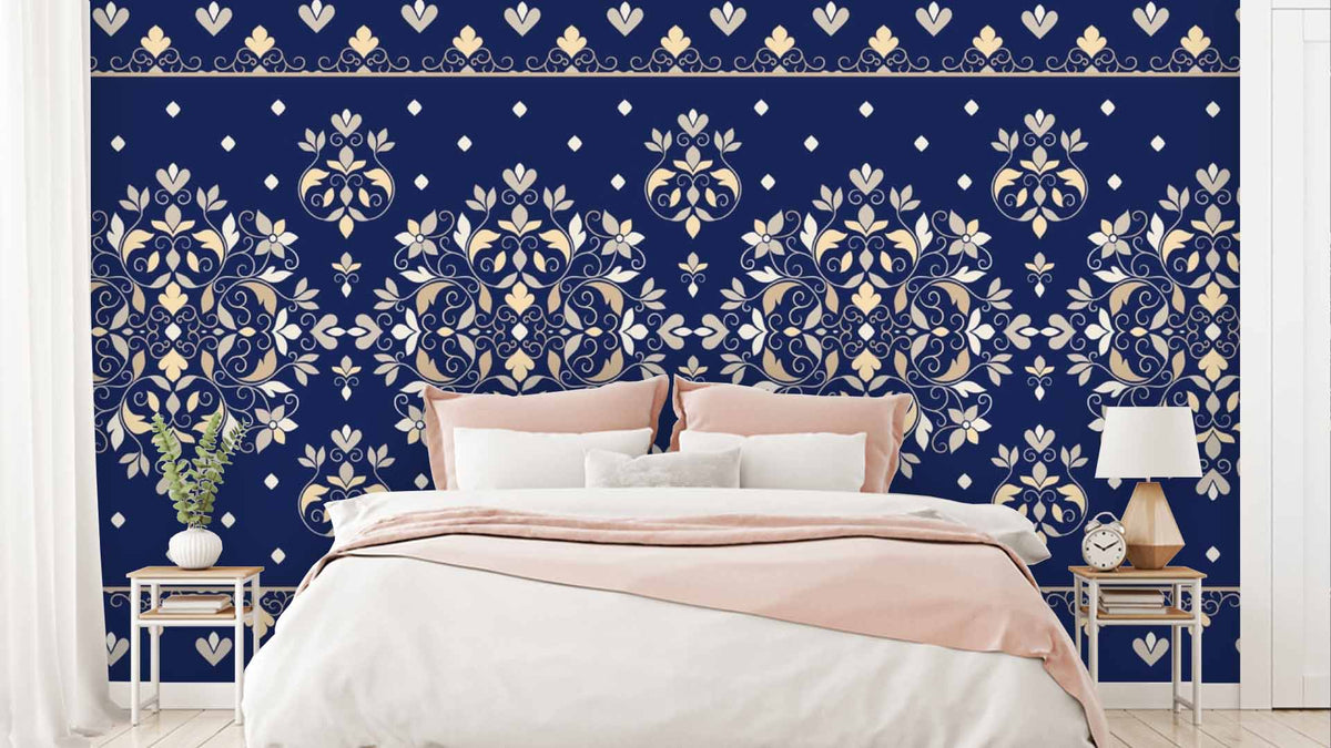 Vintage Pattern Blue BackgroundWallpaper