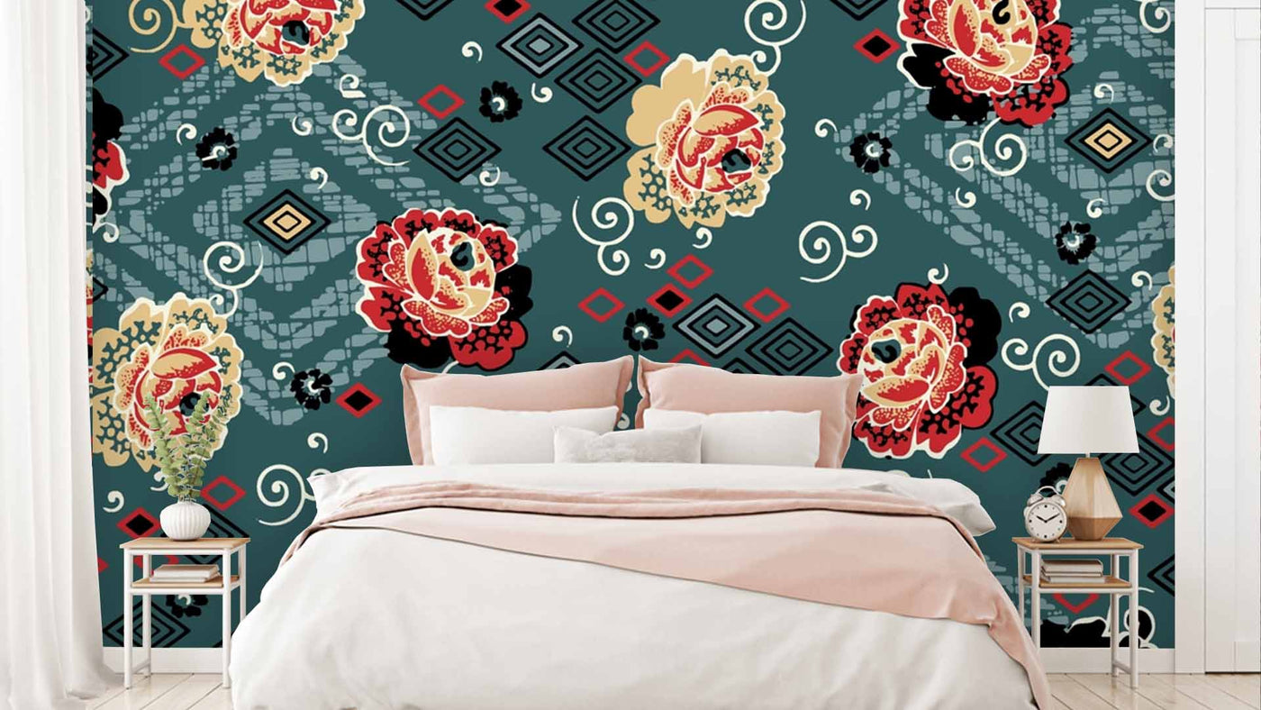 Japanese Floral Pattern Wallpaper