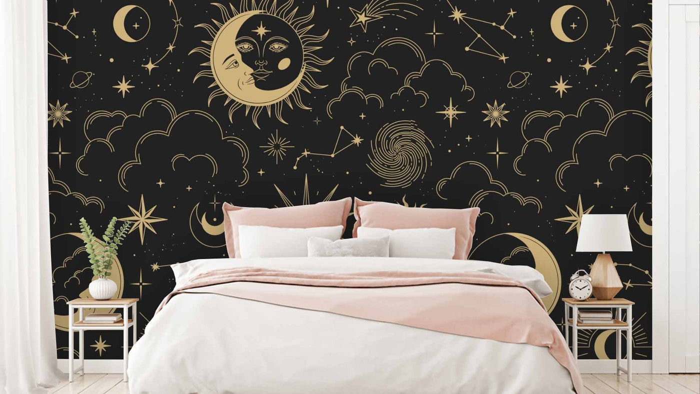 Golden Moon Clouds Abstract Wallpaper