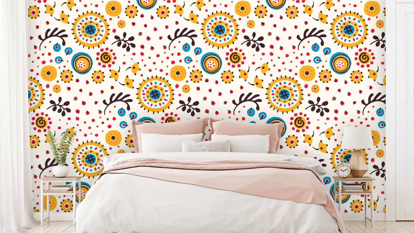 Minimalistic Yellow White Pattern Wallpaper