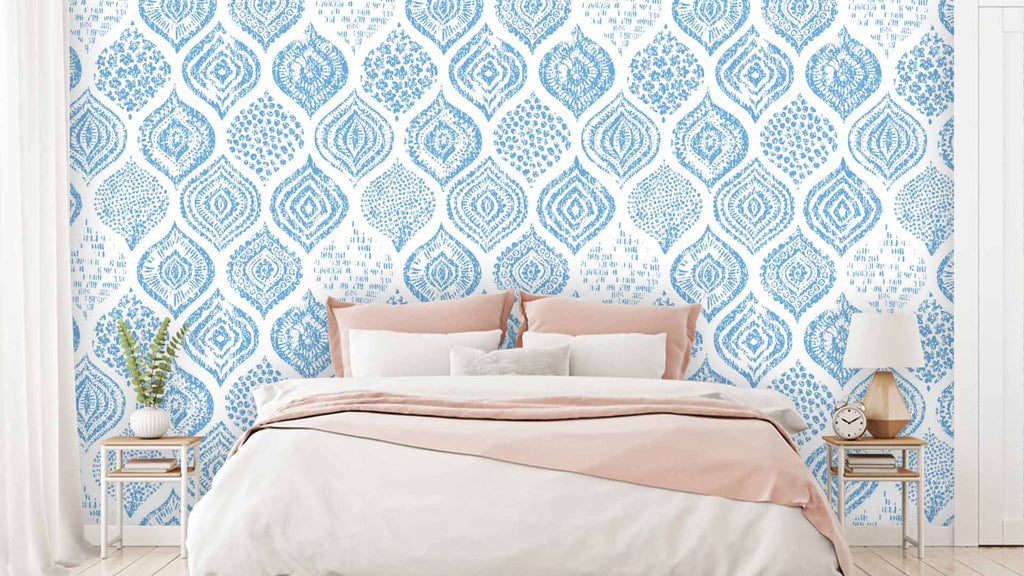 Indigo Abstract Designs Pattern Wallpaper – Myindianthings