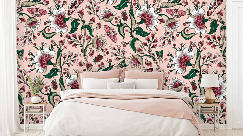 Pink Floral Paisley Wallpaper