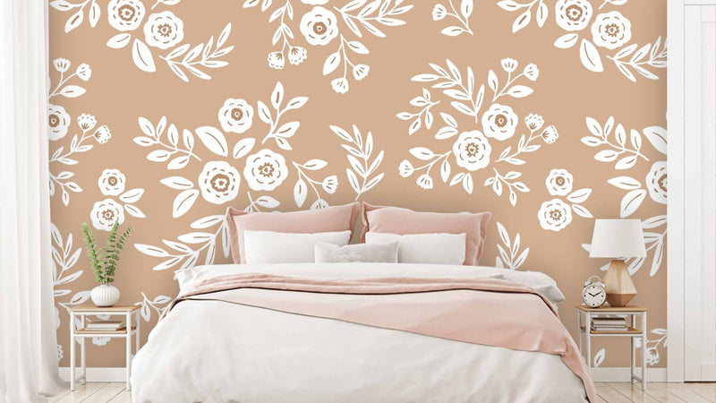 Minimalistic Pink Floral Wallpaper