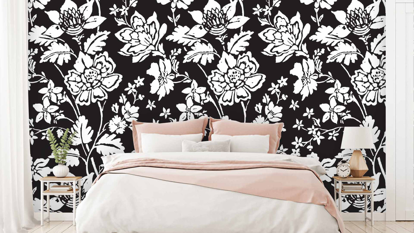 Black and White Floral Wallpaper