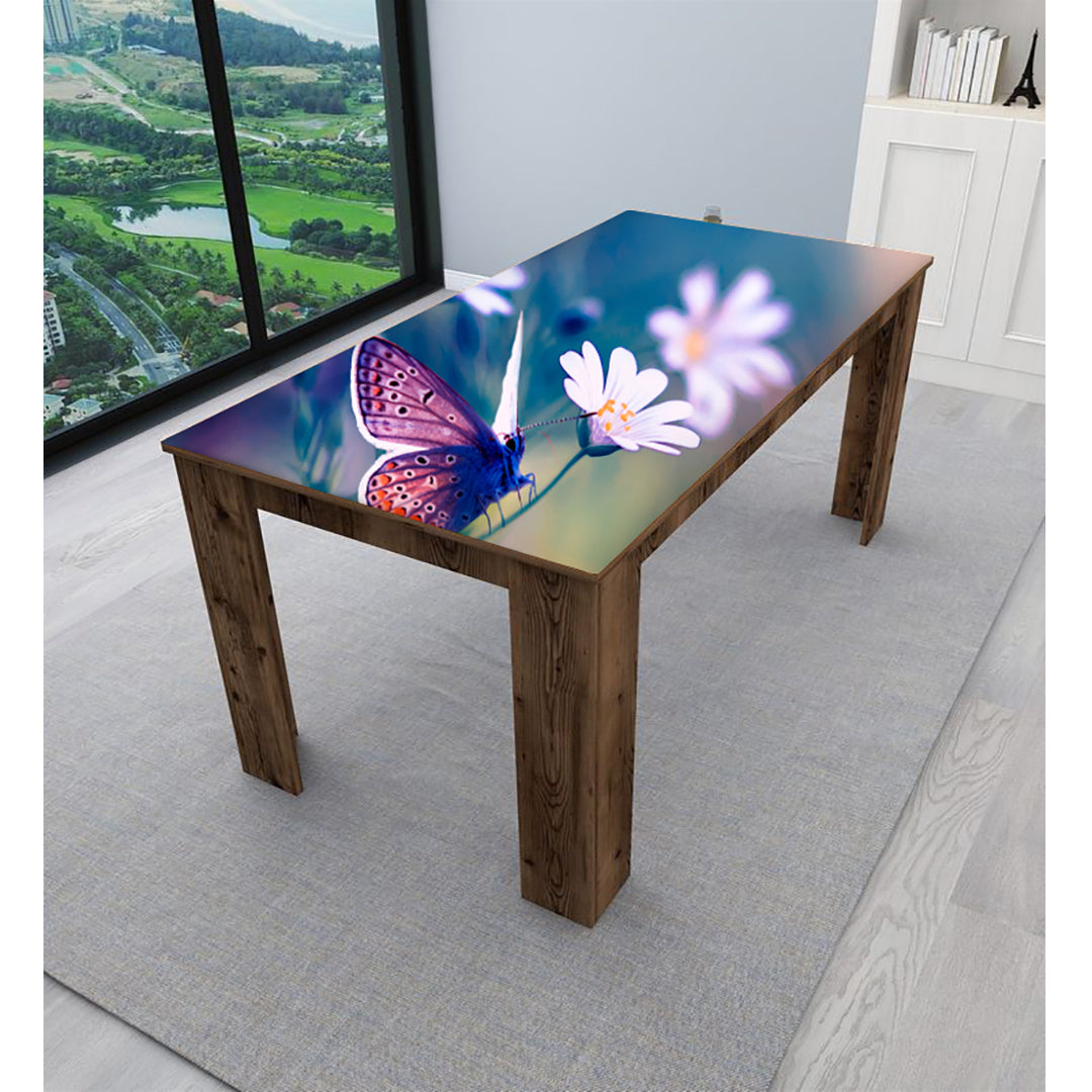Pink Butterflys On Pink Flower Self Adhesive Sticker For Table