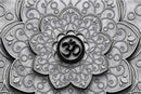 Black Om Pooja Room Wallpaper