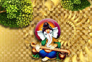 Blissful Ganpati Blessings Pooja Room Wallpaper