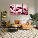 Abstract Maroon Flowers Wall Art, Set of 3
