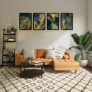 Coconut Leaves Art On Black, Set Of 4