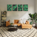 Monstera Leaves Art on Black, Set Of 4