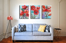 Red Poppy Flowers Wall Art, Set Of 3