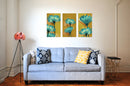 Blue Flowers Wall Art, Set Of 3