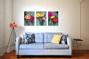 Multicolour Flowers Wall Art,Set Of 3