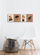 Boho Leaf And Colourblock Wall Art, Set Of 4