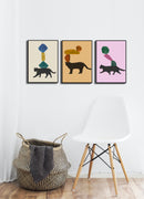 Abstract Black Cat Wall Art, Set Of 3
