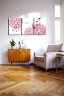 Pink Flower And Butterfly Wall Art, Set Of 3