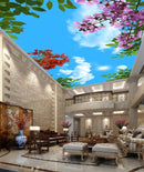 Pink Red Flower Sky Ceiling Wallpaper