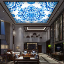 Blue White Hand Drawn Ceiling Wallpaper