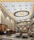 Grey Yellow Design Ceiling Wallpaper