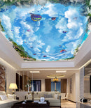 Hot Air Balloon Sky Ceiling Wallpaper