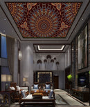 Brown Mandala Art Ceiling Wallpaper