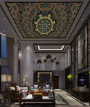 Mandala Art Blue Brown Ceiling Wallpaper