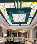 Blue Hibiscus Ceiling Wallpaper