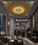 Round Brown Orange Ceiling Wallpaper