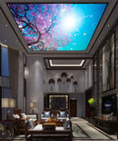 Pink Flowers and Birds Ceiling Wallpaper