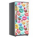Colourful Donuts With Cupcake Art Self Adhesive Sticker For Refrigerator