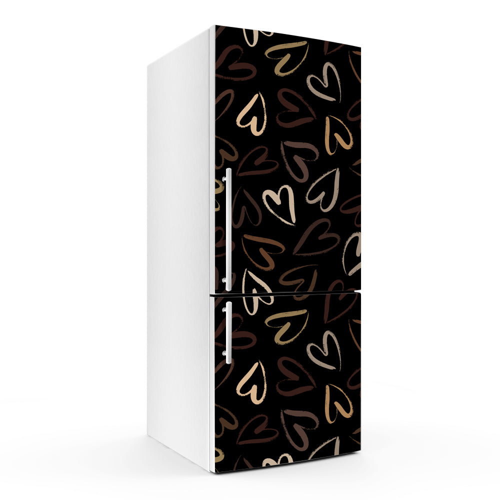 Heart On Black Art Self Adhesive Sticker For Refrigerator