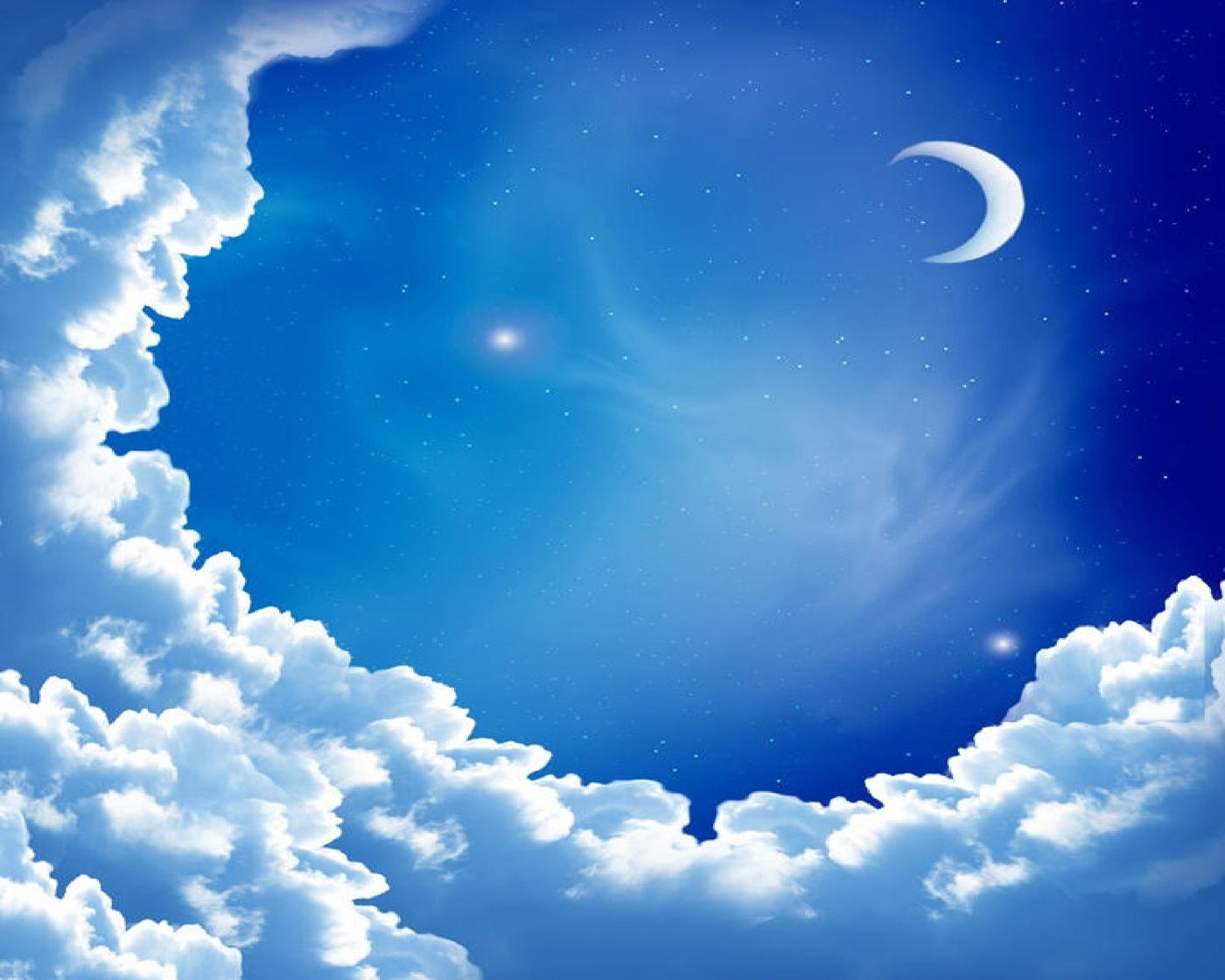 Shining Moon and Twinkling Stars Ceiling Wallpaper