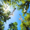 Shining Sun and Birds Ceiling Wallpaper