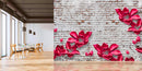 Charming Floral Brick Wallpaper
