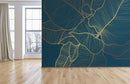 Blue Golden Leaves Tropical Wallpaper