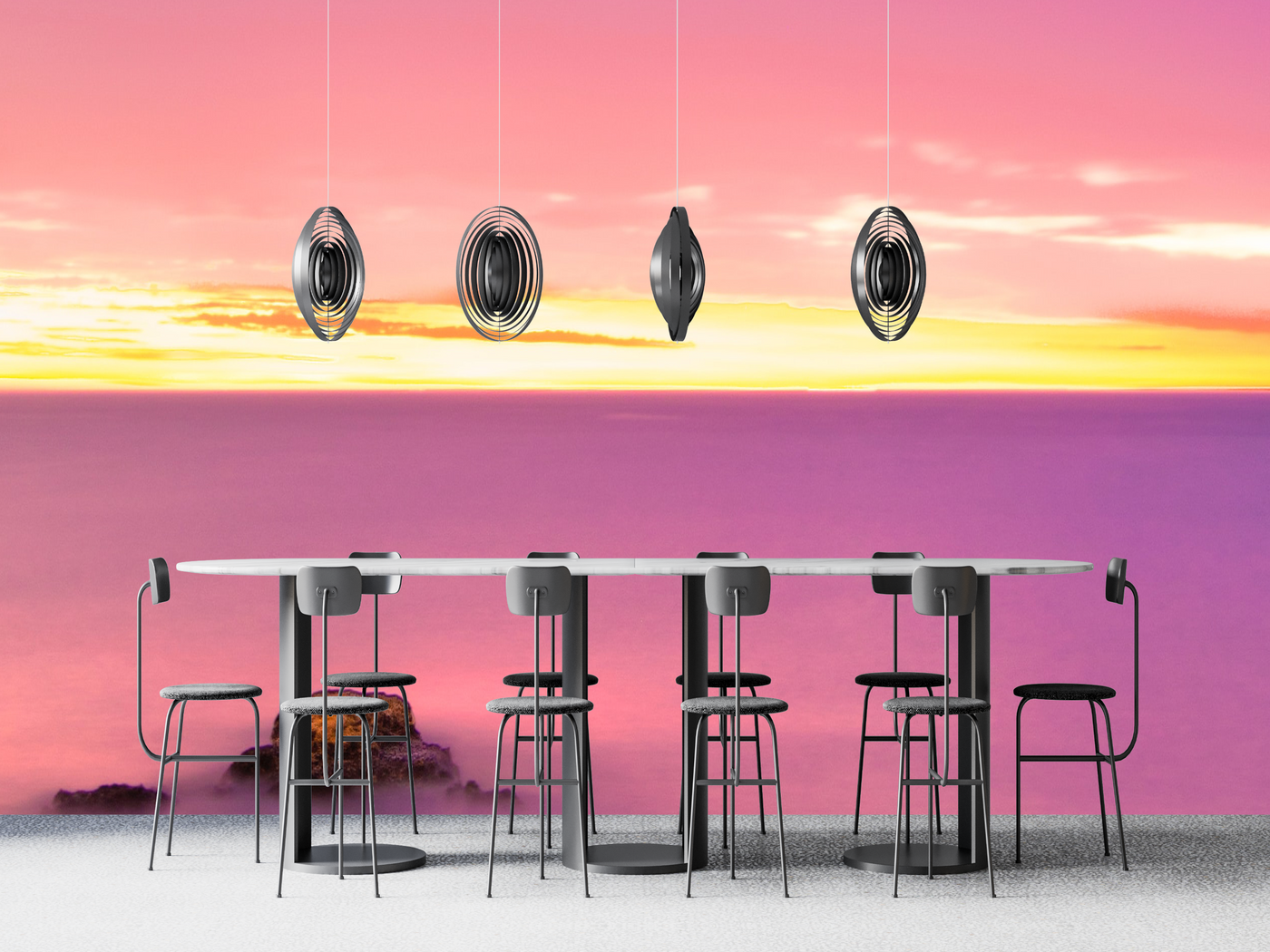 Pink Yellow Beach Customised Wallpaper